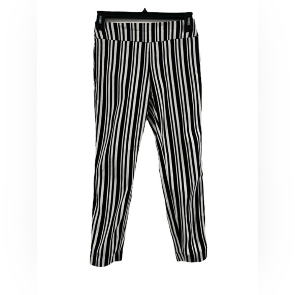 Women’s Pull On Whitney Stretch Stripe Pants New York & Co Black White Small